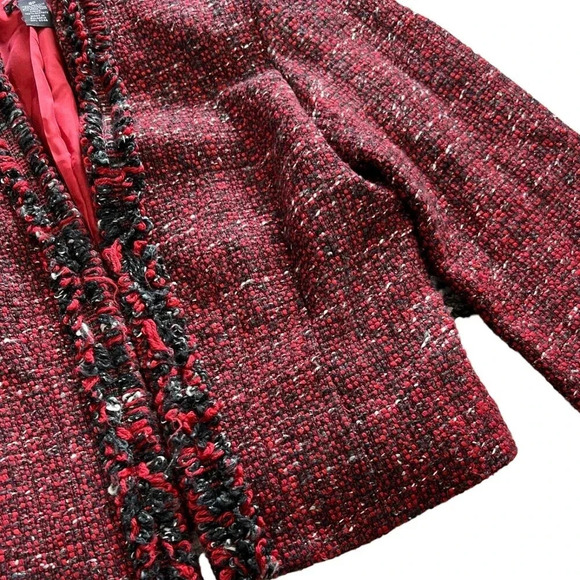 Alfani Red Tweed Cropped Jacket 8P - Picture 2 of 3
